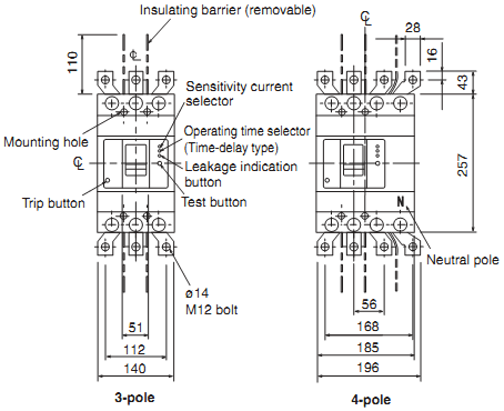 ELCB Mitsubishi NV400-SEW(TD)-3P-400A-45KA 