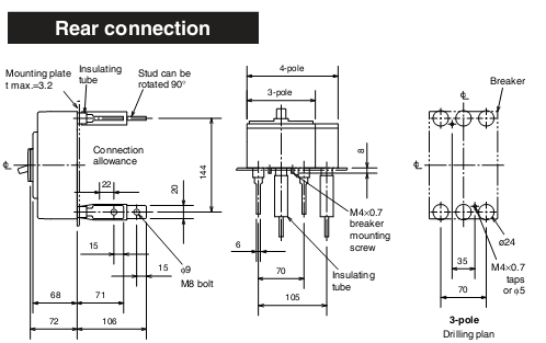 MCCB Mitsubishi NF250-CW 3P 250A 