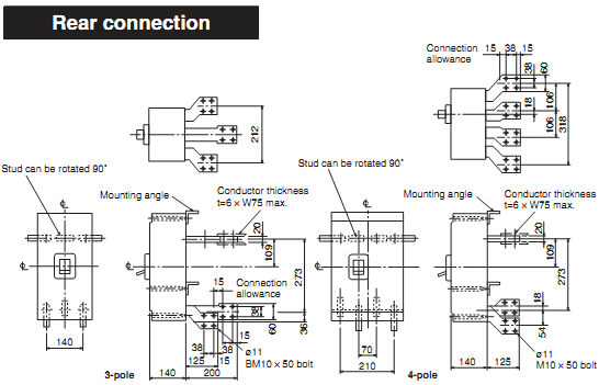 MCCB Mitsubishi NF1600-SEW-4P-800~1600A-85kA