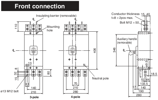 MCCB Mitsubishi NF1250-SEW-4P-600~1250A-85kA