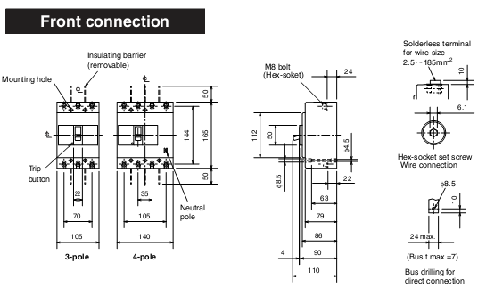 MCCB Mitsubishi NF160-SGW RT-4P-125~160A-36kA