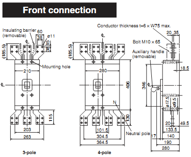 MCCB Mitsubishi NF1600-SEW/3P/800-1600A/85kA