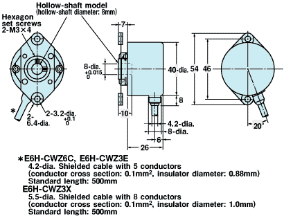 Encoder Omron E6H-CWZ3X 1000P/R 0.5M