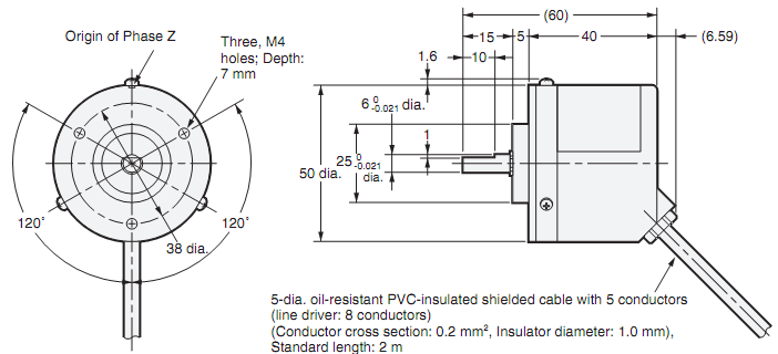 Encoder Omron E6C2-CWZ3E 60P/R 2M 