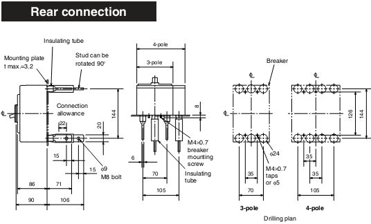 MCCB Mitsubishi NF160-SGW RT/4P/36KA