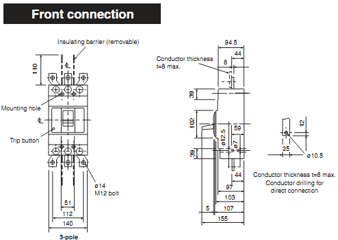 MCCB Mitsubishi NF400-REW 