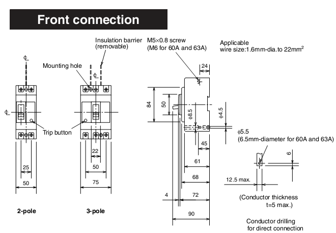 MCCB Mitsubishi NF63-CW 2P 3A 7.5KA 