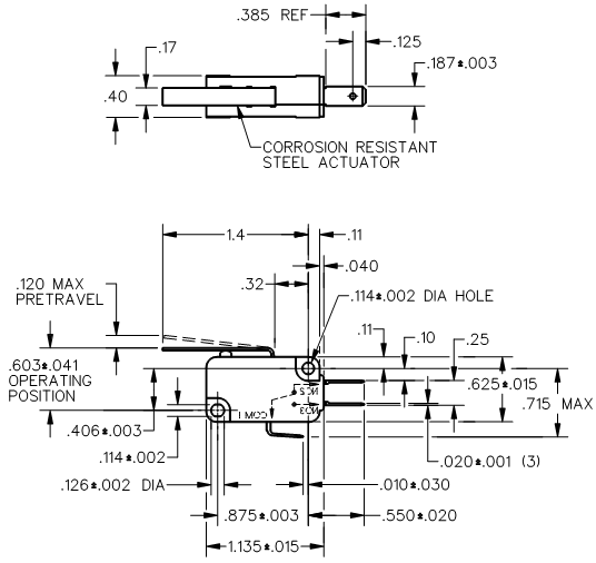 Basic Switches Honeywell V7-1B17D8-022