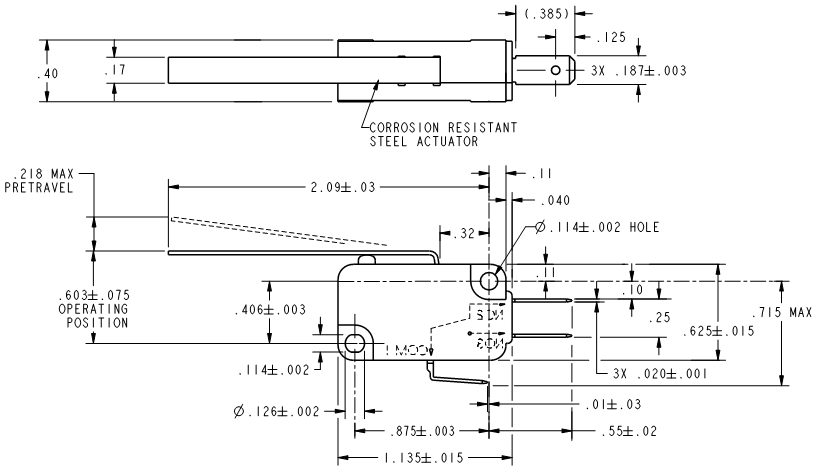 Basic Switches Honeywell V7-1B19D8-045