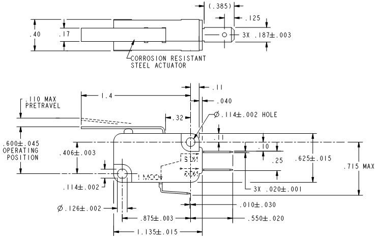 Basic Switches Honeywell V7-1C17D8-022
