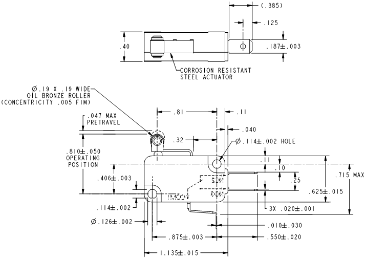 Basic Switches Honeywell V7-1C17D8-201