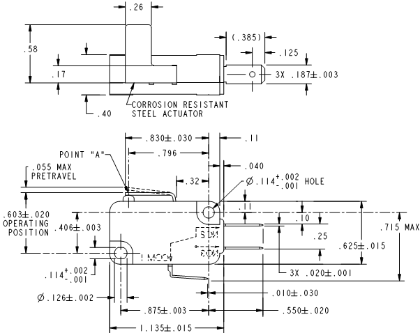 Basic Switches Honeywell V7-1E17D8-366