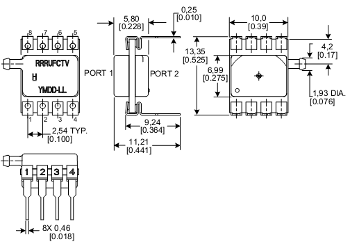 Cảm biến áp suất thấp Honeywell HSCMRNN001BG2A5 Cảm biến áp suất thấp Honeywell HSCMRNN001BG2A5