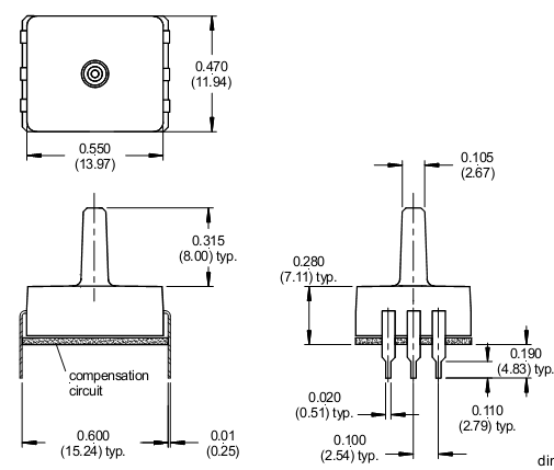 Cảm biến áp suất thấp Honeywell SDX15A2-A Cảm biến áp suất thấp Honeywell SDX15A2-A