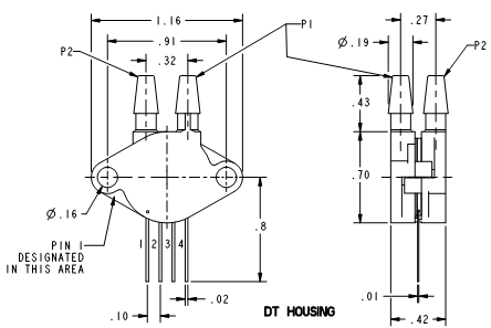 Cảm biến áp suất thấp Honeywell XPC0.3DTC Cảm biến áp suất thấp Honeywell XPC0.3DTC