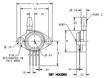 Cảm biến áp suất thấp Honeywell XPC60GBTC Cảm biến áp suất thấp Honeywell XPC60GBTC