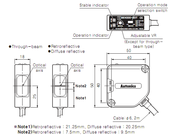 Cảm biến quang Autonics BEN300-DFR 