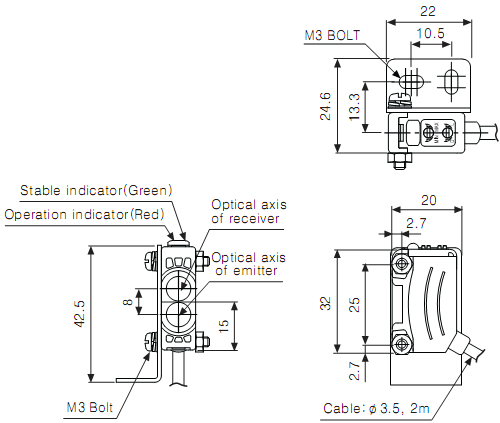 Cảm biến quang Autonics BJ100-DDT-P 