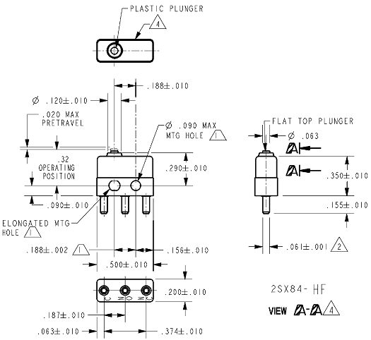 Công tắc hành trình Honeywell 2SX84-HF Công tắc hành trình Honeywell 2SX84-HF
