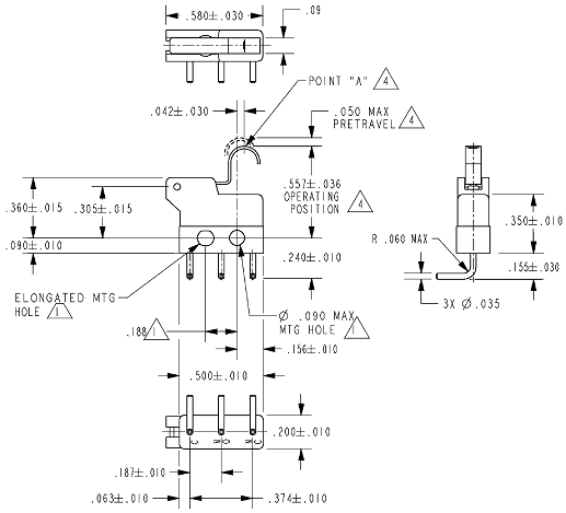 Công tắc hành trình Honeywell 311SX4-H391 Công tắc hành trình Honeywell 311SX4-H391