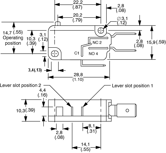 Công tắc hành trình Honeywell V15H16-CP100 Công tắc hành trình Honeywell V15H16-CP100