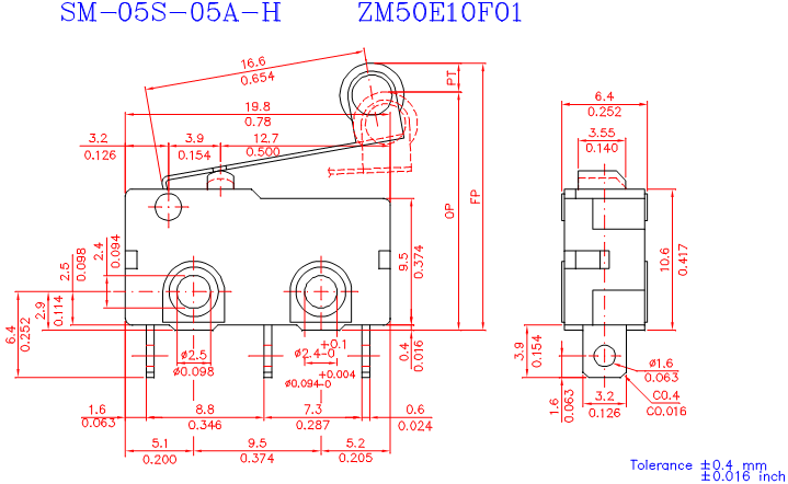Công tắc hành trình Honeywell ZM50E10F01 Công tắc hành trình Honeywell ZM50E10F01