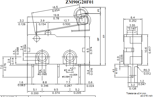 Công tắc hành trình Honeywell ZM90G20F01 Công tắc hành trình Honeywell ZM90G20F01