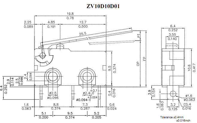 Công tắc hành trình Honeywell ZV10D10D01 Công tắc hành trình Honeywell ZV10D10D01