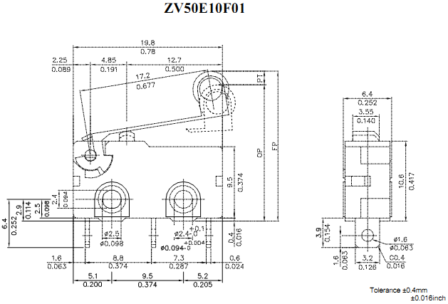 Công tắc hành trình Honeywell ZV50E10F01 Công tắc hành trình Honeywell ZV50E10F01