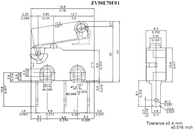 Công tắc hành trình Honeywell ZV50E70F01 Công tắc hành trình Honeywell ZV50E70F01