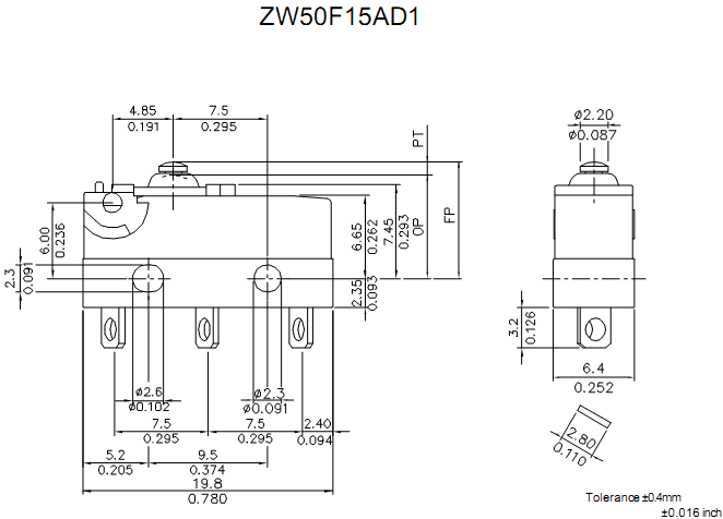 công tắc hành trình Honeywell ZW50F15AD1 công tắc hành trình Honeywell ZW50F15AD1