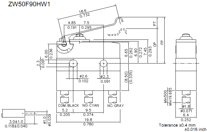 công tắc hành trình Honeywell ZW50F90HW1 công tắc hành trình Honeywell ZW50F90HW1