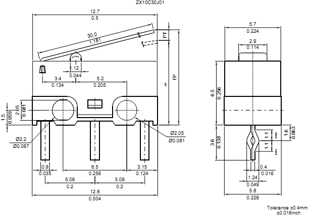 Công tắc hành trình Honeywell ZX10C30J01 Công tắc hành trình Honeywell ZX10C30J01