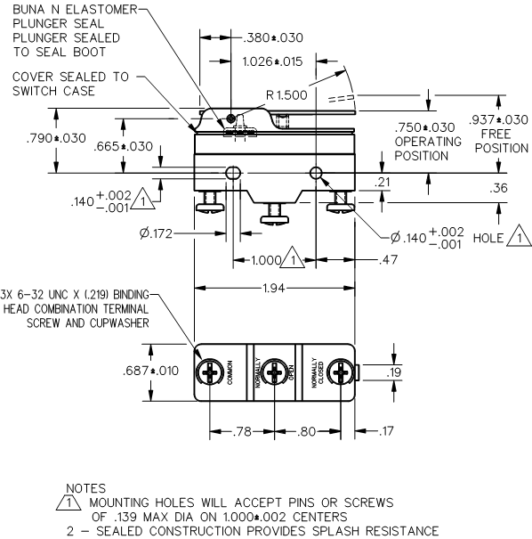 Công tắc hành trình snap BZ-2RW80555113-A2 Công tắc hành trình snap BZ-2RW80555113-A2