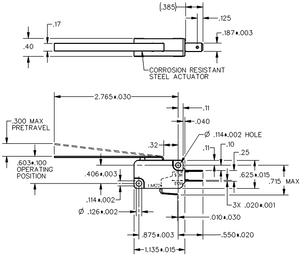 Công tắc honeywell V7-1A17D8-057 Công tắc honeywell V7-1A17D8-057