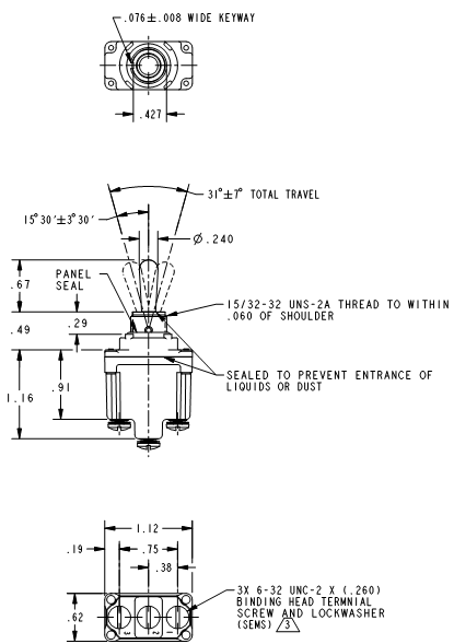 Công tắc lật honeywell 61NT1-3 Công tắc lật honeywell 61NT1-3