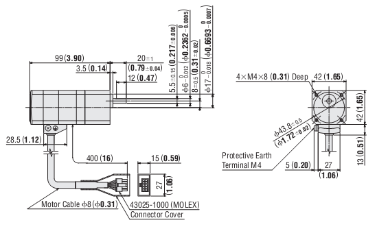 DC Stepping Motor & Driver Oriental AR46AK-T10-3 DC Stepping Motor & Driver Oriental AR46AK-T10-3