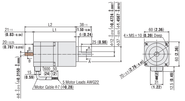 DC Stepping Motor & Driver Oriental CRK566AP-N7.2 DC Stepping Motor & Driver Oriental CRK566AP-N7.2