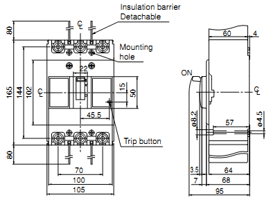 Thiết bị đóng ngắt MCCB Fuji BW160RAG Thiết bị đóng ngắt MCCB Fuji BW160RAG