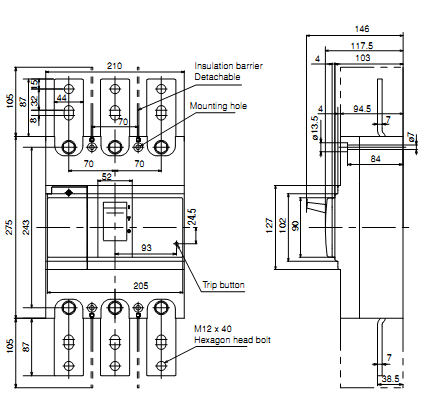 Thiết bị đóng ngắt MCCB Fuji BW630HAG Thiết bị đóng ngắt MCCB Fuji BW630HAG
