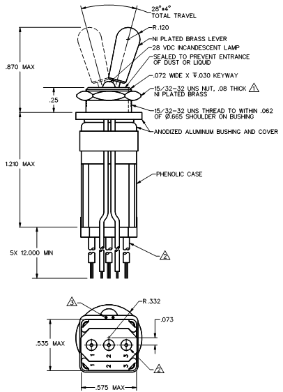 Toggle Switches Honeywell 111TW600-3 Toggle Switches Honeywell 111TW600-3